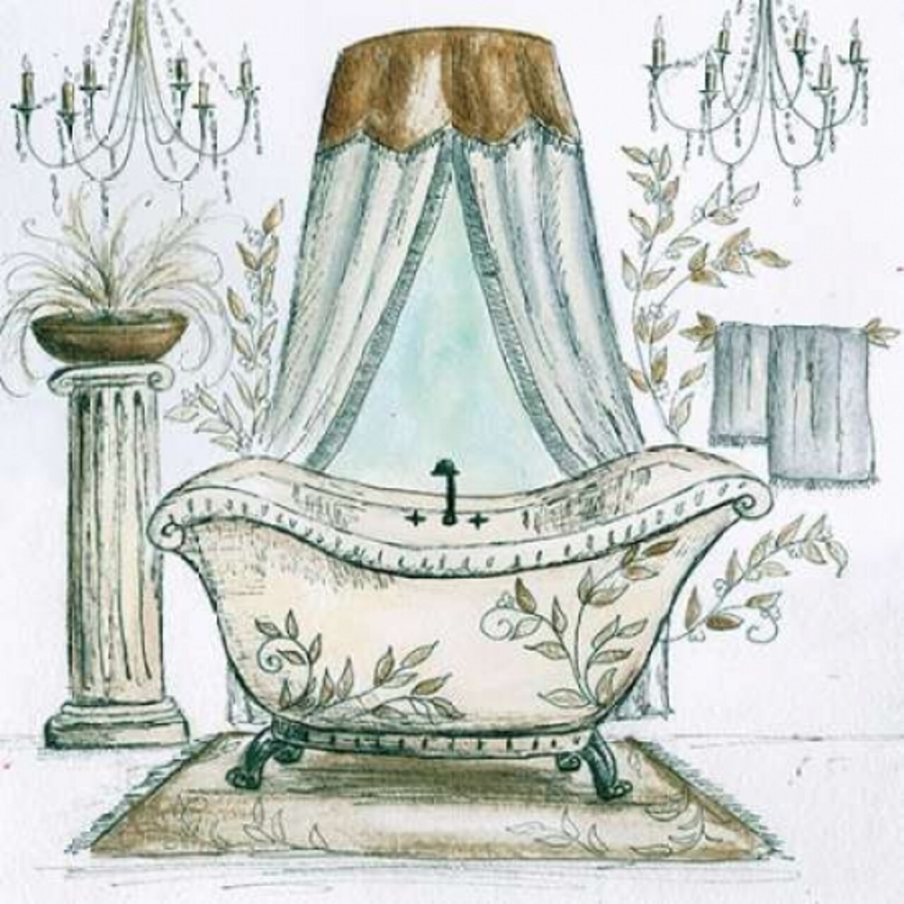 French Bath Sketch I - tub Poster Print by Tre Sorelle Studios - Item # VARPDXRB7830TS